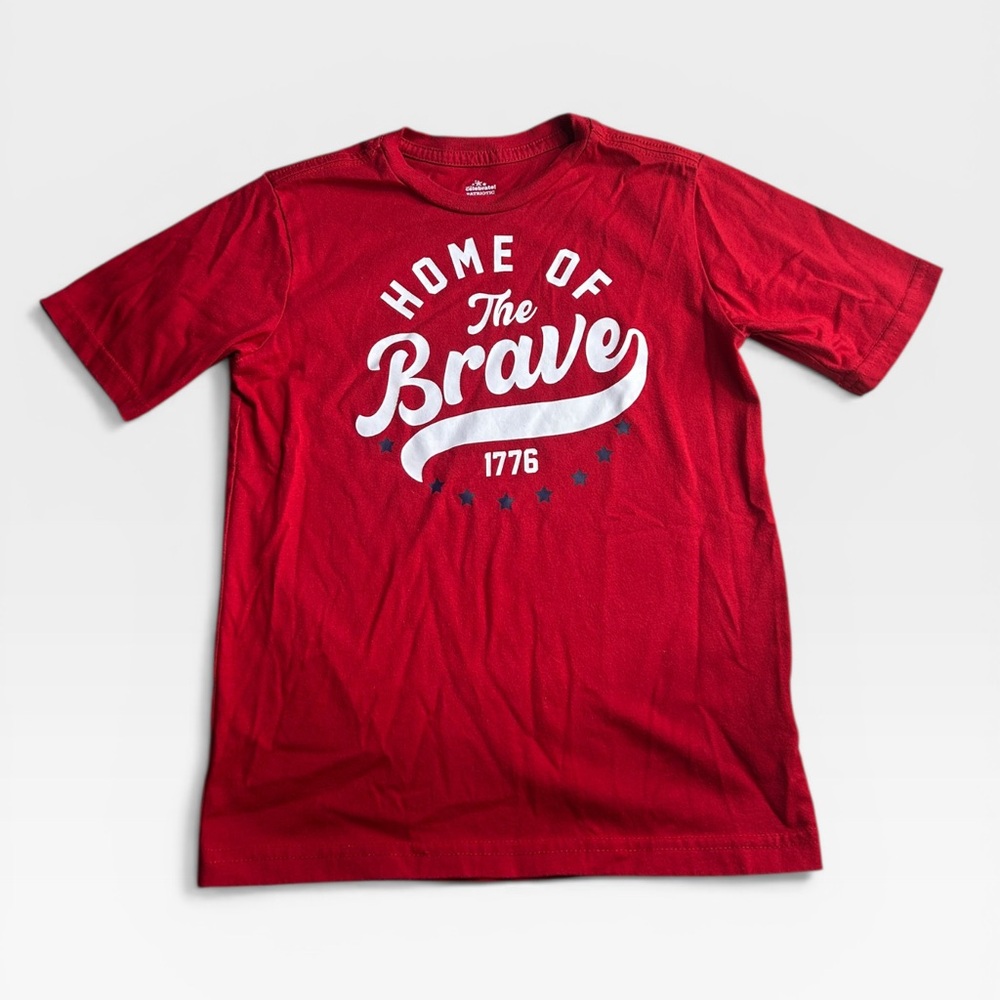 5 for $25🔥Celebrate! Patriotic Home Of The Brave Red T-Shirt Youth Small (6-7)‎